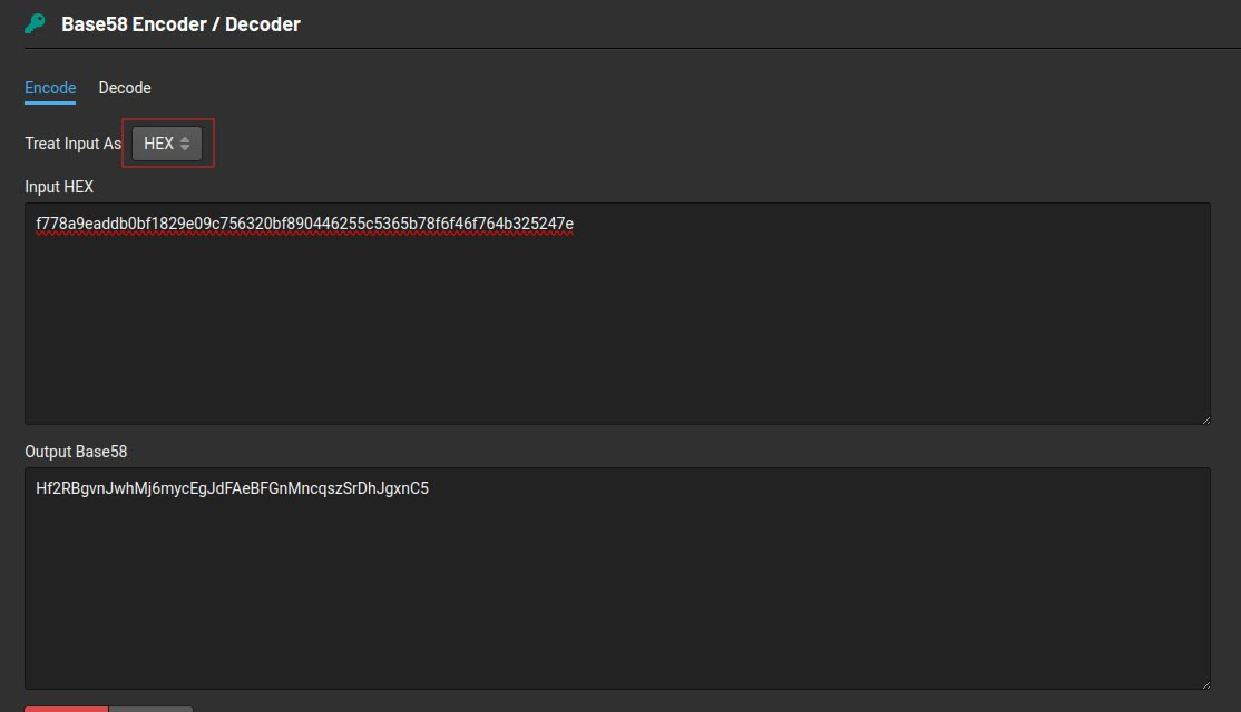 Hex to Base58 Conversion